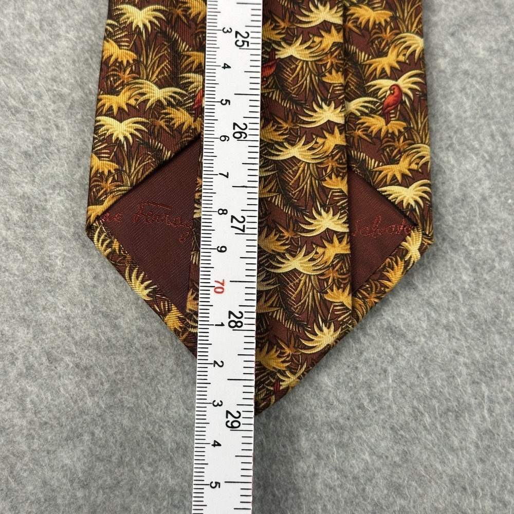Salvatore Ferragamo Vintage Silk Tie Tropical Birds Print Made Italy 58x3.75 VTG - Picture 5 of 6
